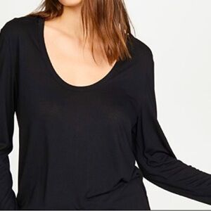 Alexander Wang Women T Drapey Jersey Top Long Sleeve Black Size S